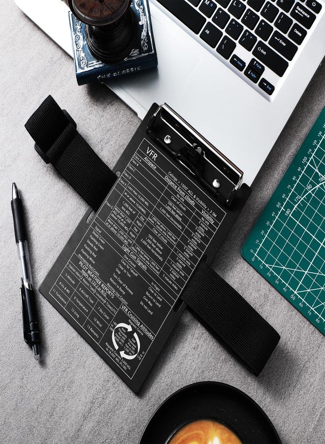 Feifeiya Aluminum Pilot Kneeboard Vfr Aviation Kneeboard Knee Boards Pilot Notepad Writing Board Clipboard with Pen Holder and Elastic Strap for Writing Gifts - Image 4